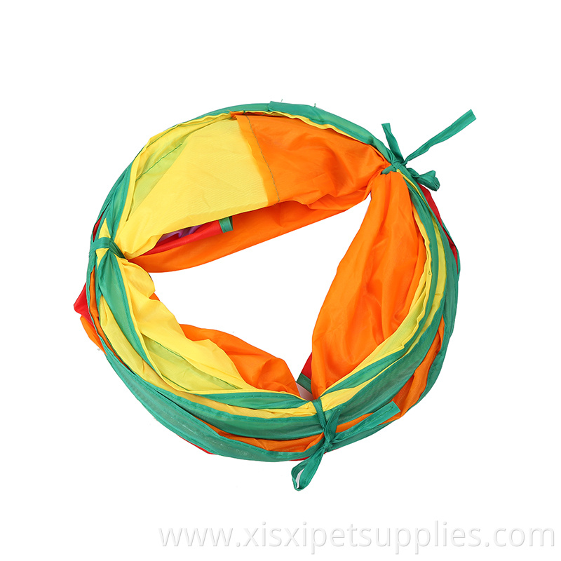 S shape rainbow color foldable tunnel cat toy